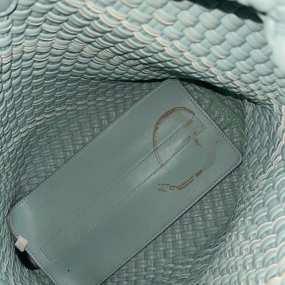 Rachel Zoe Aqua Woven Blue Hobo Shoulder Bag with matching pouch vegan leather - Picture 3 of 9